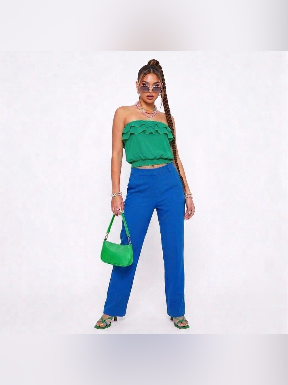 Green Ruffle Bandeau Top - Large